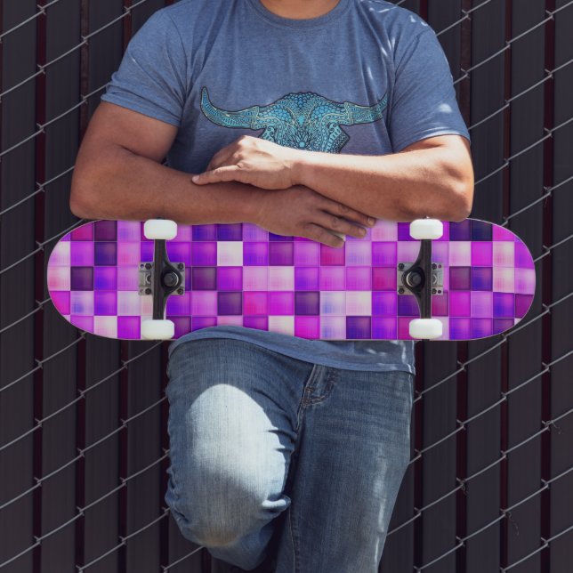 Videospielpixel rosa Quadrat Muster Skateboard (Außenbereich 3)