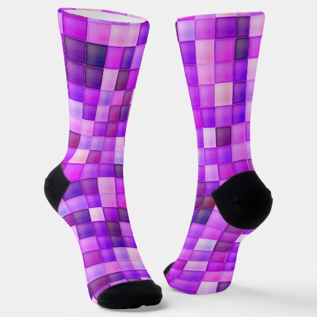 Videospielpixel rosa Quadrat Muster Socken (Gewinkelt)