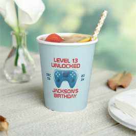 Videospielstufe Entsperrte Jugendliche Geburtstags Pappbecher