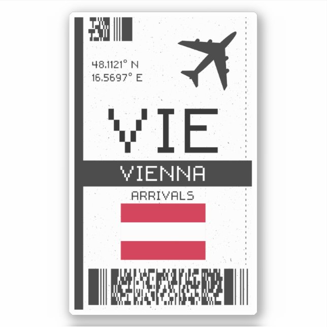 VIE Vienna Boarding Pass - Österreich Aufkleber (Vorderseite)