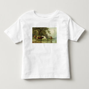 Vieh, das in einer Fluss-Landschaft wässert Kleinkind T-shirt