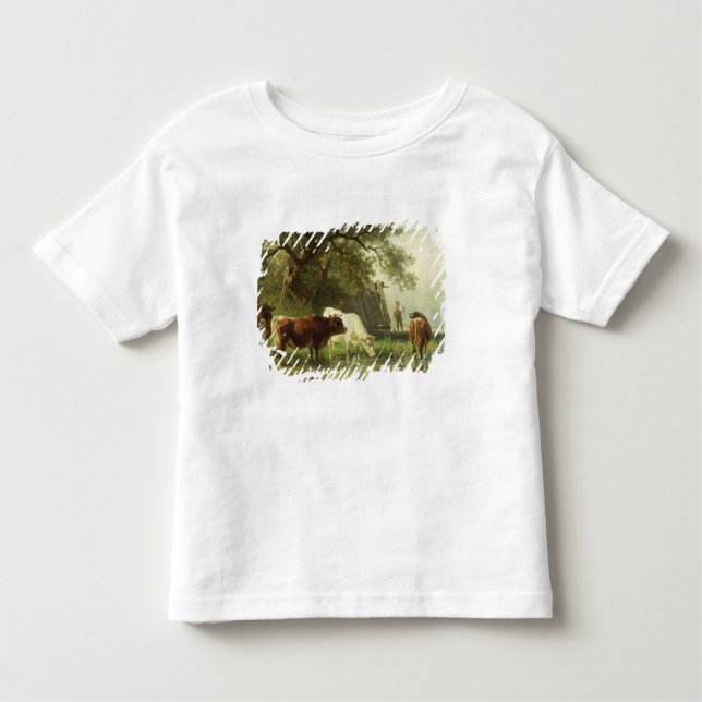 Vieh, das in einer Fluss-Landschaft wässert Kleinkind T-shirt (Vorderseite)
