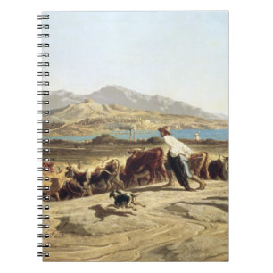 Vieh, das nahe Marseille, 1853 in Herden lebt (Öl Notizblock