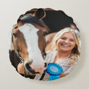 Viehbestand Schau Pferd Foto Anpassen Rundes Kissen