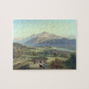 Viehhändler zu Pferd mit seinem Vieh in einem Puzzle