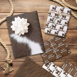 Viehrinde Stampede Brown Geschenkpapier Set