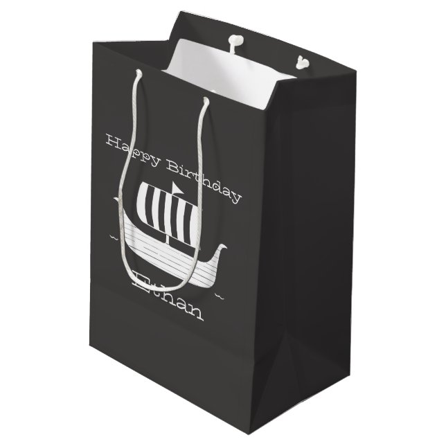 Viehschiff/Langboot mit benutzerdefinierter Hinter Mittlere Geschenktüte (Rückseite Schrägansicht)