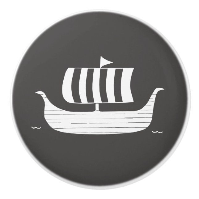 Viehschiff/Langboot mit individueller Hintergrundf Keramikknauf (Vorderseite)