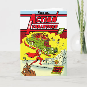 Viel Action! Weihnachten! Superheroisches Weihnach Feiertagskarte