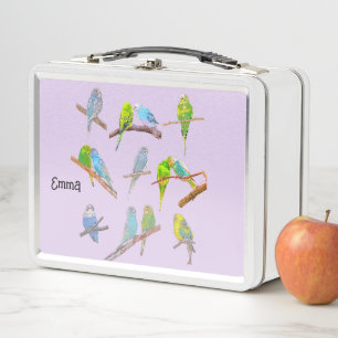 Viel bunte Parakeets Metall Brotdose