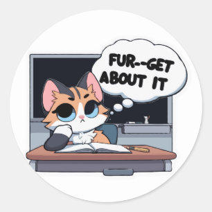 Viel darüber - Sassy Cat Back to School Spaß Runder Aufkleber
