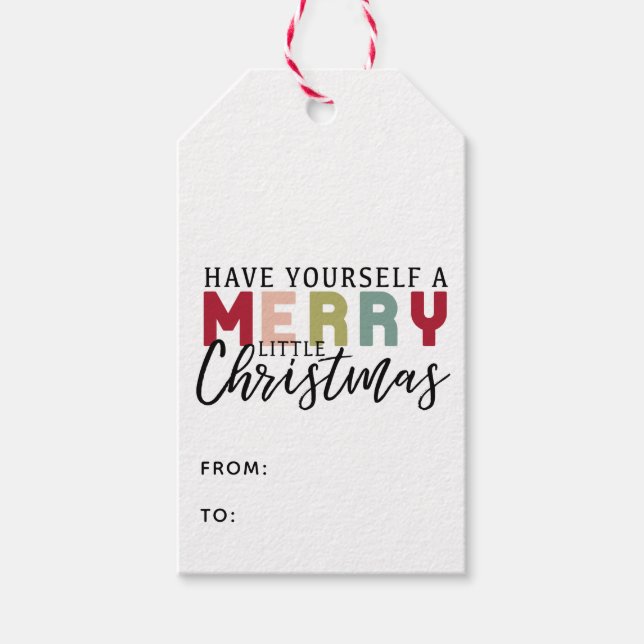 Viel fröhliche kleine Weihnachten bunt Geschenkanhänger (Vorderseite)