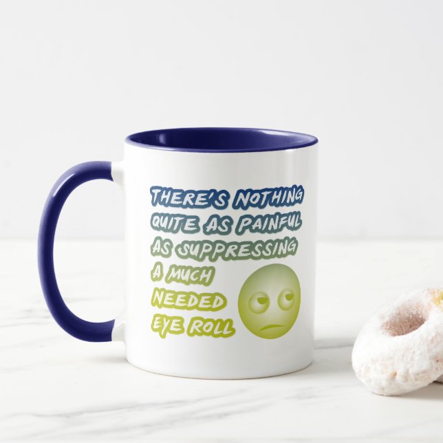Viel gebrauchte Augen Roll Funny Coworker Blau & G Tasse (Mit Donut)