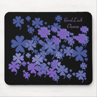 Viel Glück bezaubert blaues violettes Mousepad