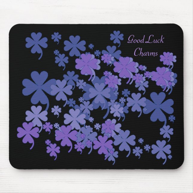 Viel Glück bezaubert blaues violettes Mousepad (Vorne)