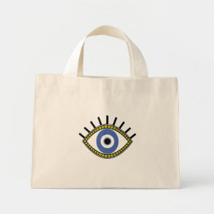 viel Glück, blaues Auge, griechisches Amulett, b Mini Stoffbeutel