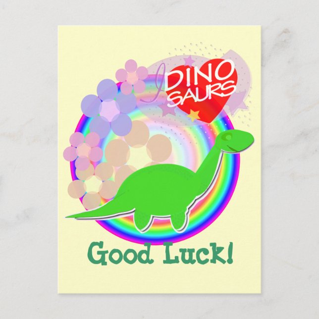 Viel Glück Blume Dinosaurier Postkarte (Vorderseite)