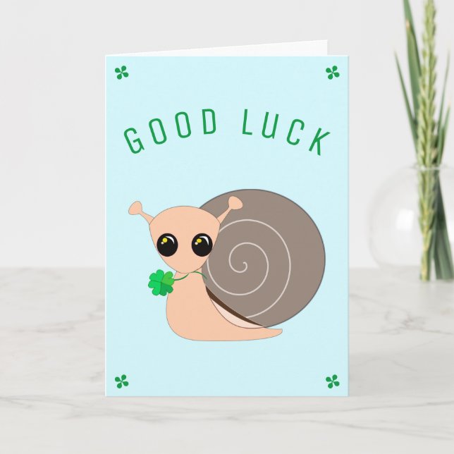 Viel Glück Card Lucky Snail mit Klee Karte (Vorderseite)