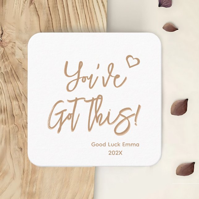 Viel Glück-Card | Personalisiert haben Sie diese K Quadratische Visitenkarte (Encourage and uplift with our elegant calligraphy 'You've Got This' card.)