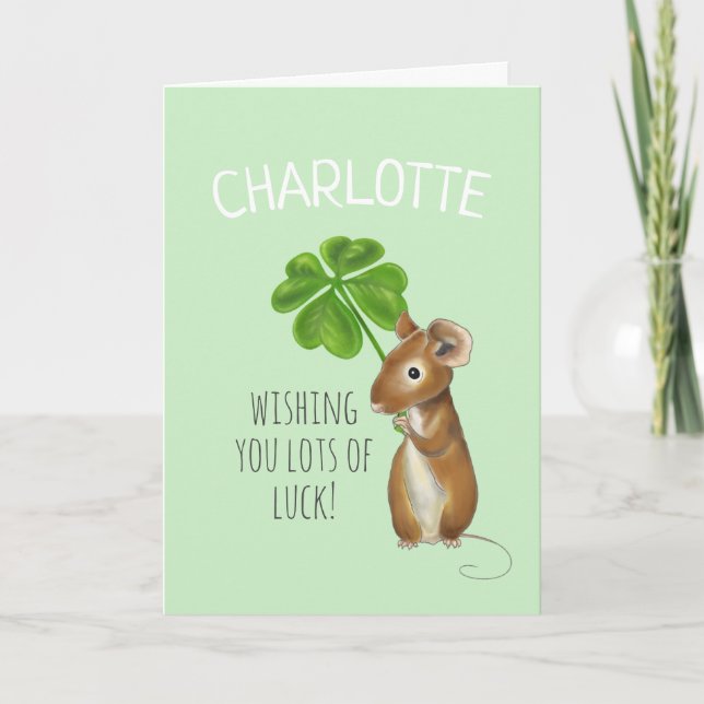 Viel Glück Card, Sweet Mouse und Vierblättriges Kl Karte (Vorderseite)