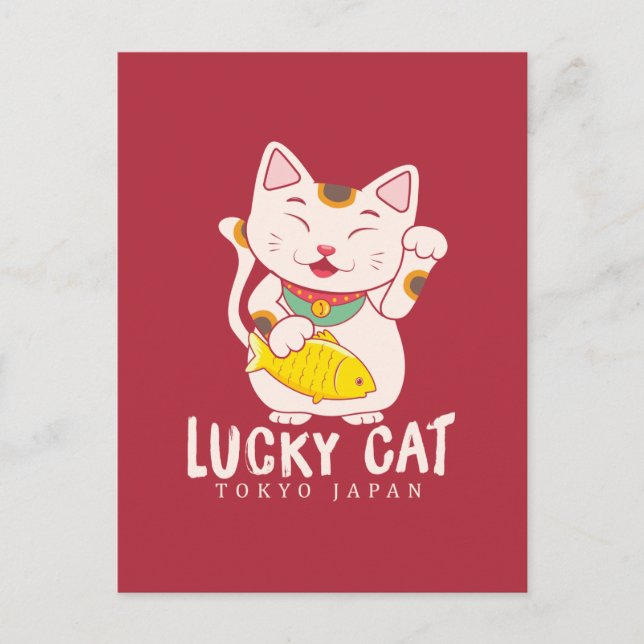 Viel Glück Charm Lucky Cat Maneki Neko Asian Postkarte (Vorderseite)