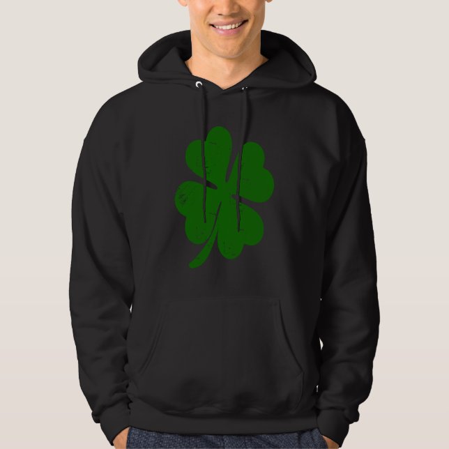 Viel Glück Distressed Irish Four Leaf C St Patrick Hoodie (Vorderseite)
