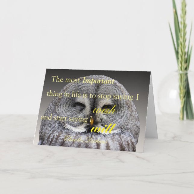 Viel Glück-Eule Karte (Vorderseite)