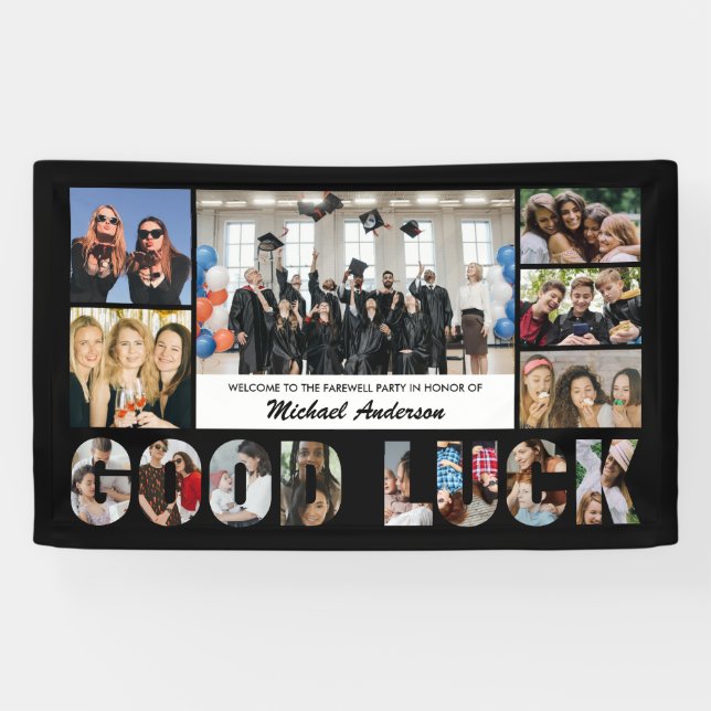 Viel Glück Foto Collage Colleague Farewell Party Banner (Horizontal)