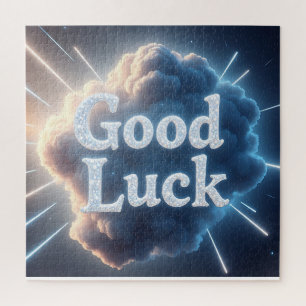 Viel Glück — Glühende Cloud-Typografie mit Light B Puzzle