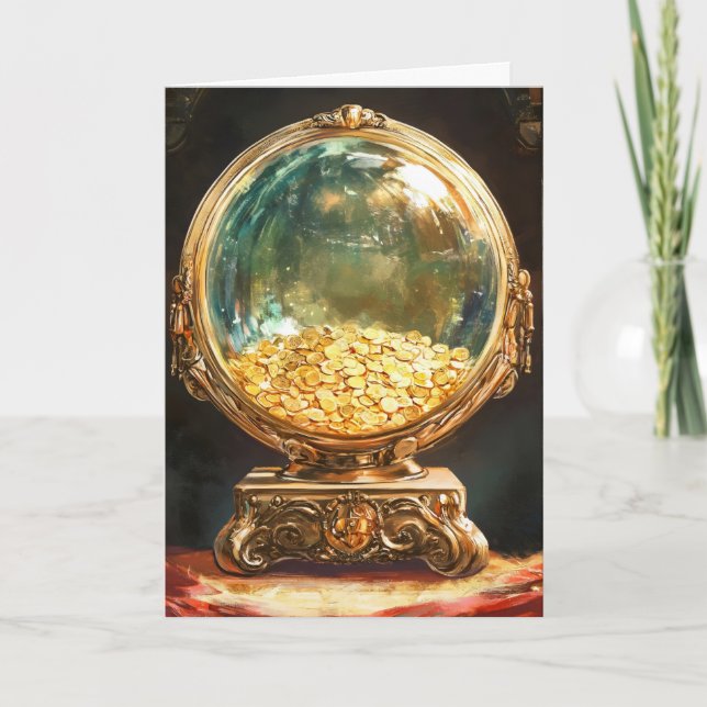 Viel Glück Gold Feiertagskarte (Vorderseite)