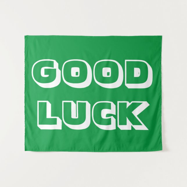 Viel Glück, grün weiß Wandteppich (Vorderseite (Horizontal))