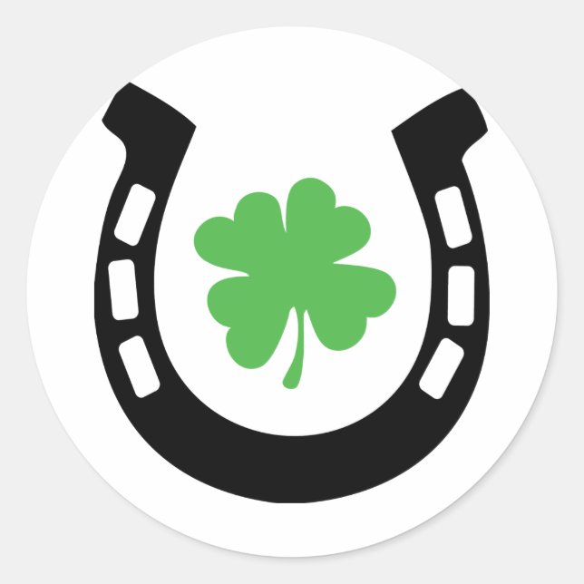 Viel Glück Horseshoe Cloverleaf - Kleeblatt Runder Aufkleber (Vorderseite)