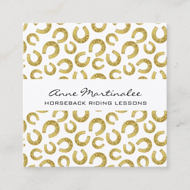 Viel Glück Horseshos Square Business Card Quadratische Visitenkarte (Vorderseite)