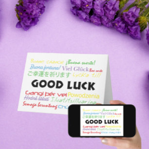 Viel Glück in vielen Sprachen Rot Grün Gelb Karte