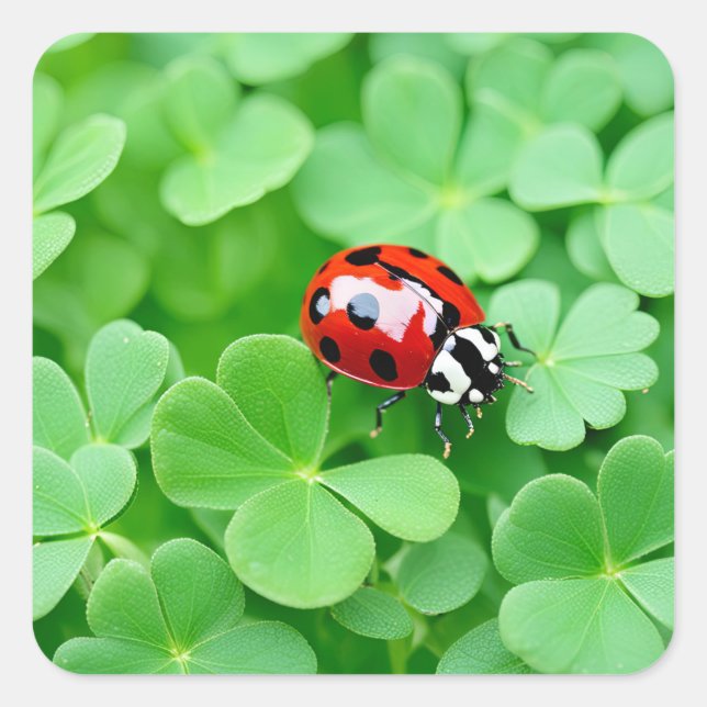Viel Glück Ladybug Quadratischer Aufkleber (Vorderseite)