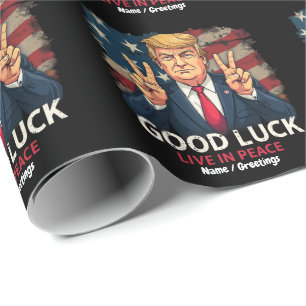Viel Glück, Lebe in Frieden Lustiger Patriotischer Geschenkpapier