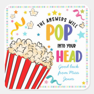 viel Glück-Leckerei-Klassenlehrer beantworten Pop Quadratischer Aufkleber