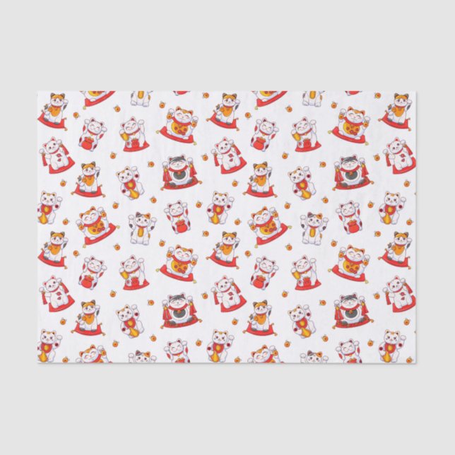 Viel Glück Maneki Neko Cats Seidenpapier (Vorderseite)