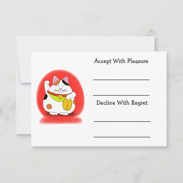 Viel Glück Maneki Neko RSVP Karte (Vorderseite)