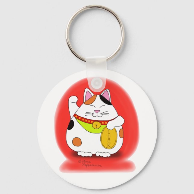Viel Glück Maneki Neko Schlüsselanhänger (Vorderseite)
