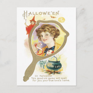 viel Glück Mirror Vintag Postcard Postkarte