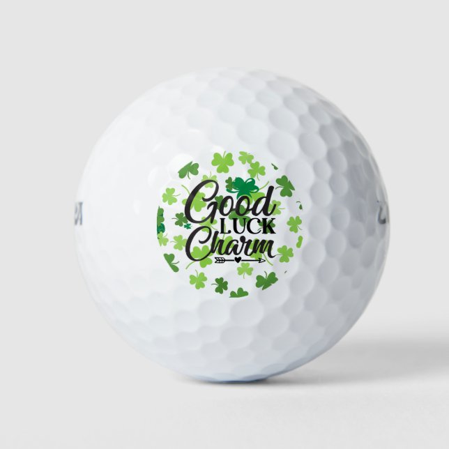 Viel Glück mit Kleeblatt St. Patrick's Day Golfball (Vorderseite)