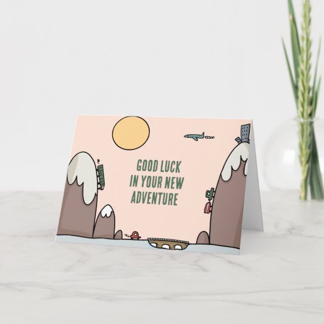 Viel Glück New Adventure Travel Cartoon Karte (Vorderseite)