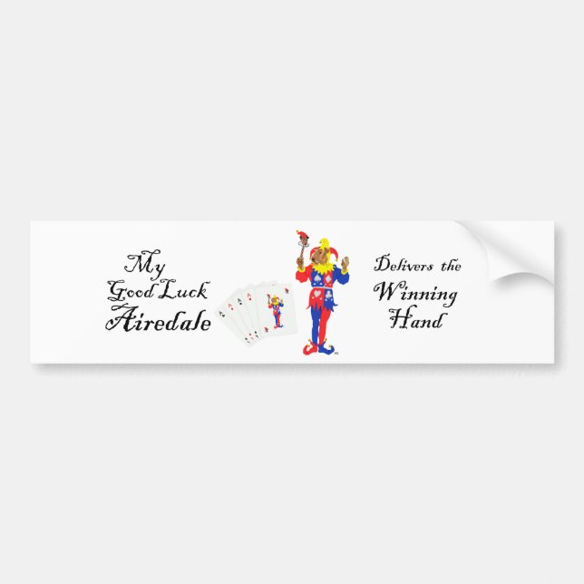 Viel Glück Poker Airedale Terrier Autoaufkleber (Vorne)