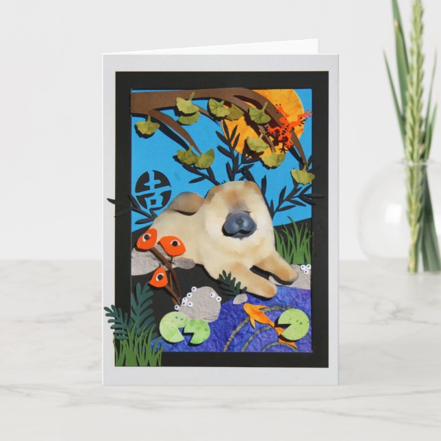 VIEL GLÜCK POND Chow-Papierschnitt Karte (Vorderseite)