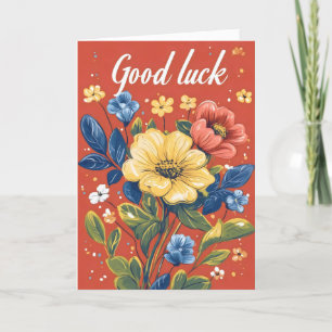Viel Glück Retro-Blume Feiertagskarte