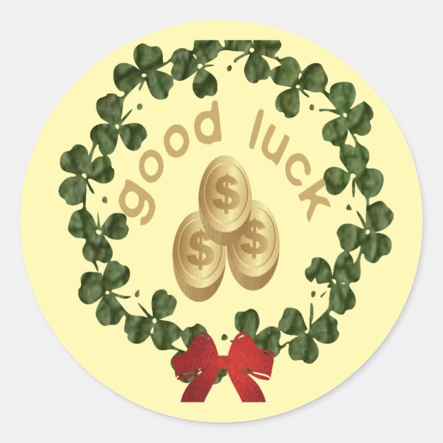 Viel Glück Runder Aufkleber (Vorderseite)