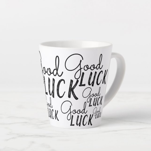 Viel Glück Schwarz-weiß Typografie Lucky Milchtasse (Rechte Ecke)