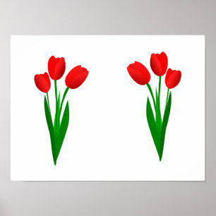 Viel Glück-Set von Drei Roten Tulipen Poster