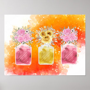 Viel Glück Set von Three Parfüm Bottle Bouquet Poster